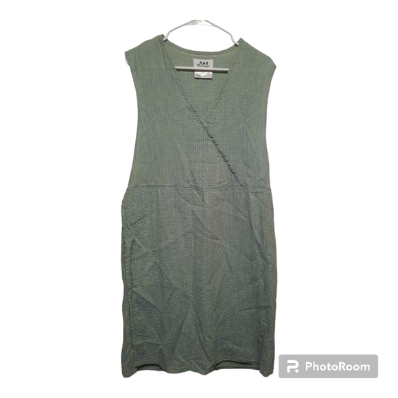 Flax by Jeanne Engelhart Linen Dress (Large) Green - Picture 1 of 5